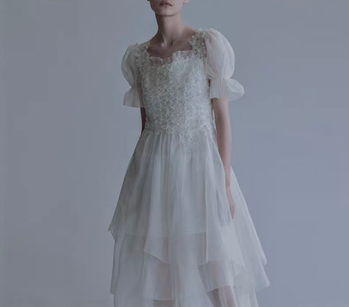 Fairytale organza puff sleeves dress