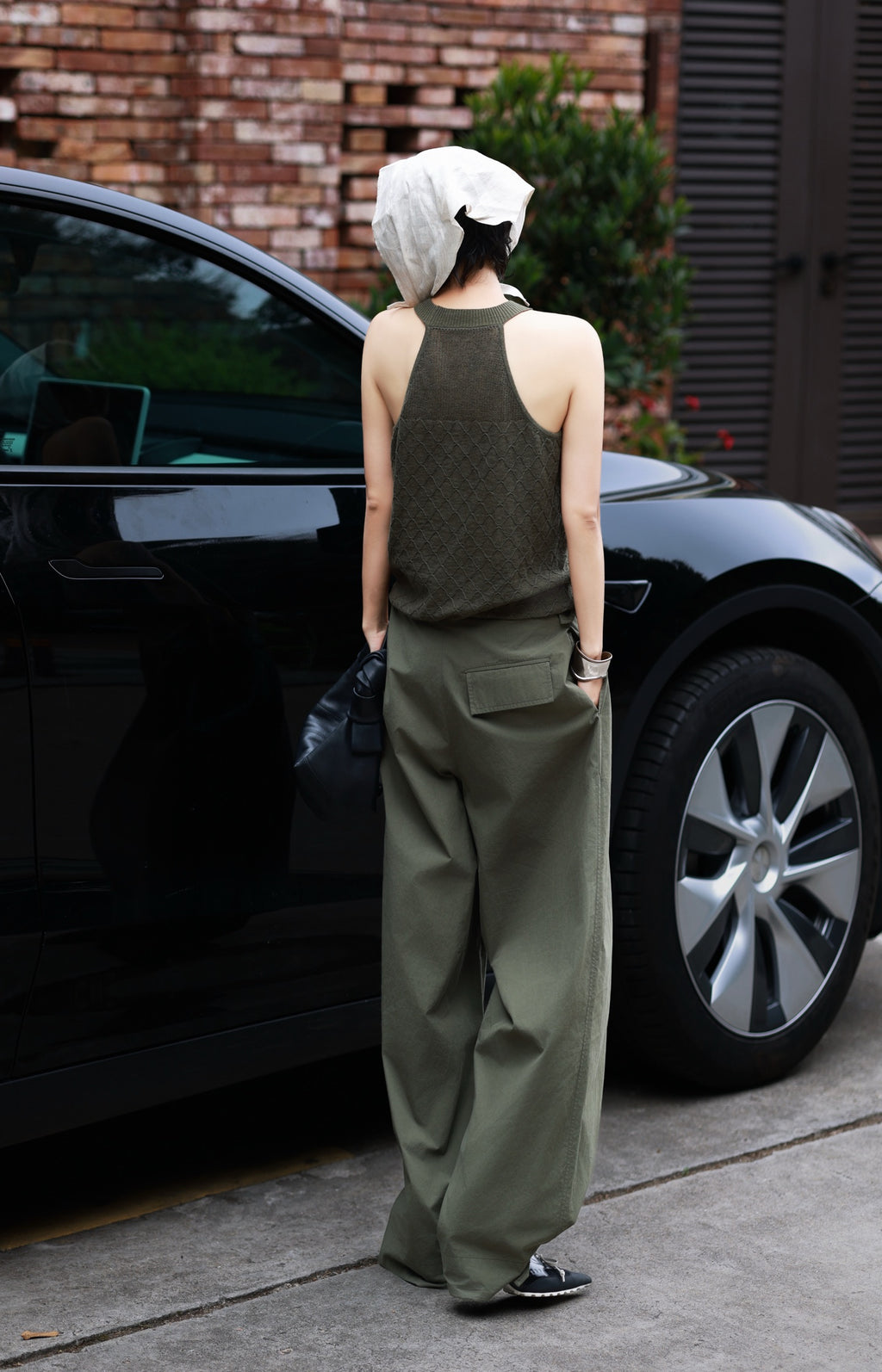 Linen and long-staple cotton knit tank