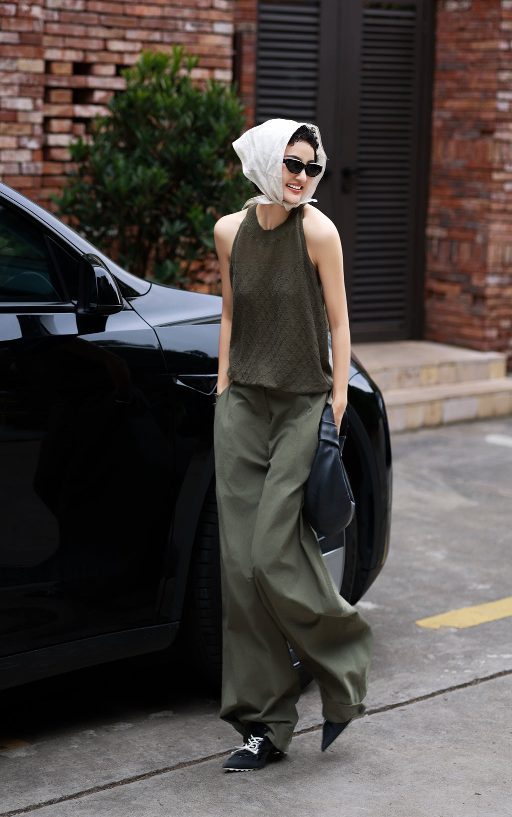 Linen and long-staple cotton knit tank