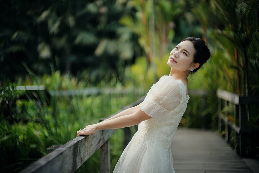 Fairytale organza puff sleeves dress